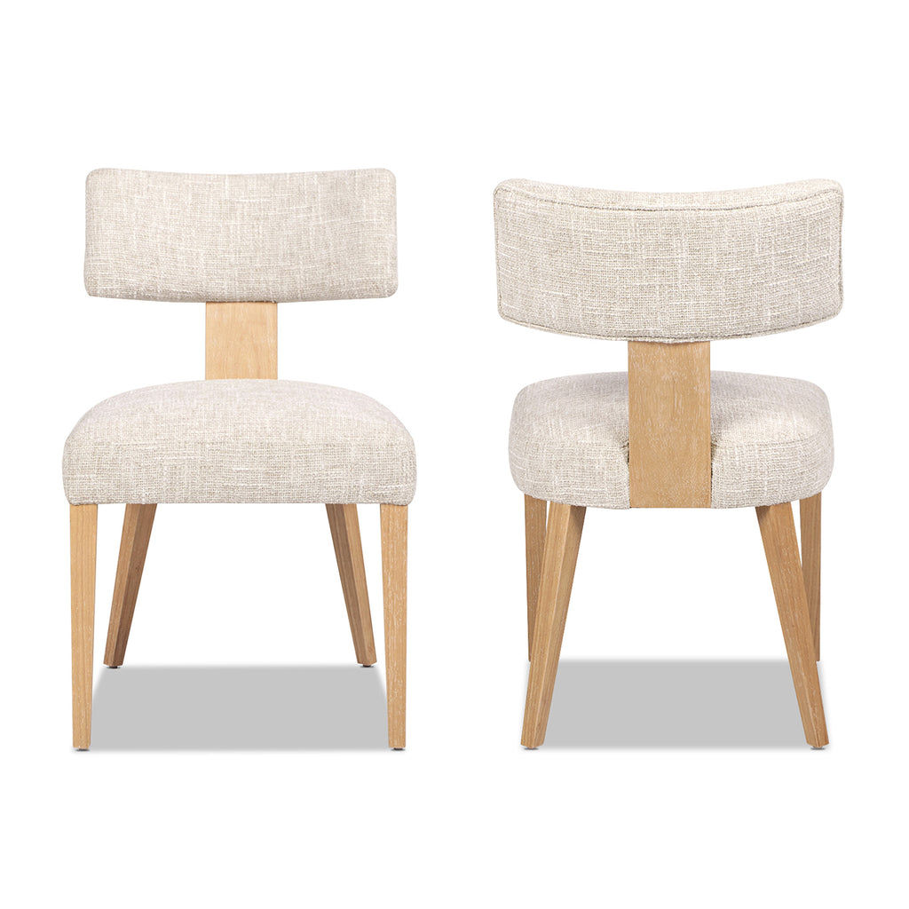 Louise Split Back Upholstered Dining Side Chair, Set of 2, Travertine