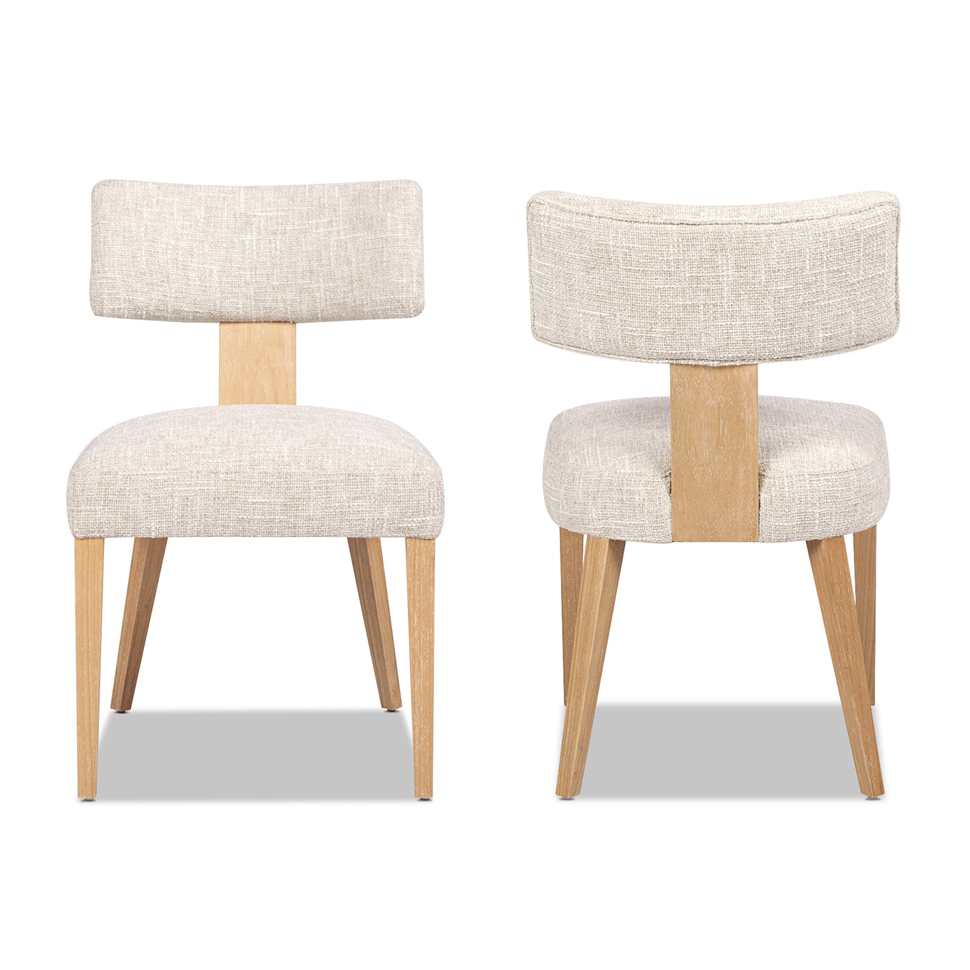 Louise Split Back Upholstered Dining Side Chair, Set of 2, Travertine