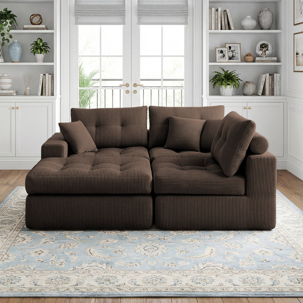Corduroy Corner Chaise Compression Sofa Bed