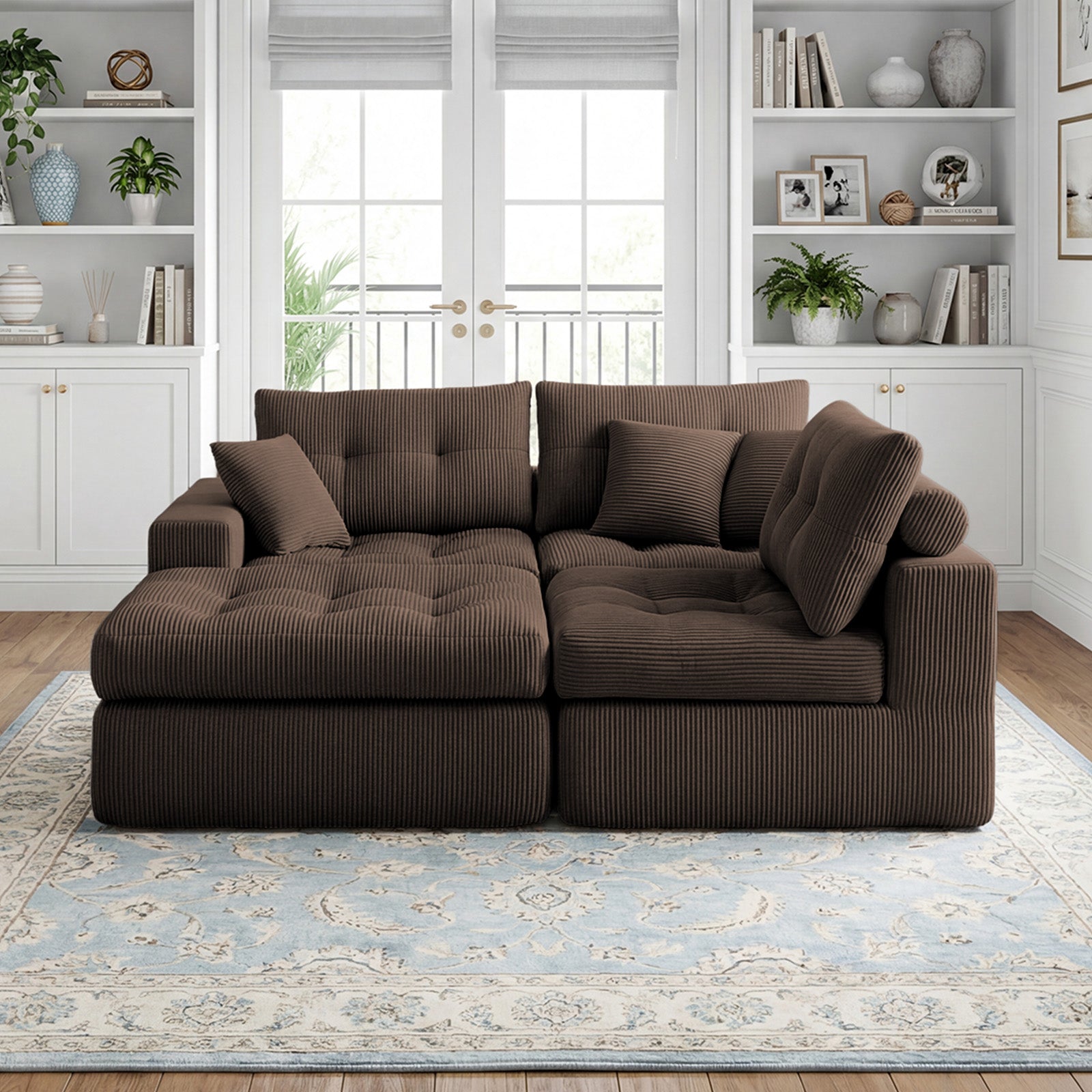 Corduroy Corner Chaise Compression Sofa Bed