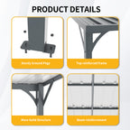 Outdoor Metal Pergola 8' x 10' with Inclined Roof