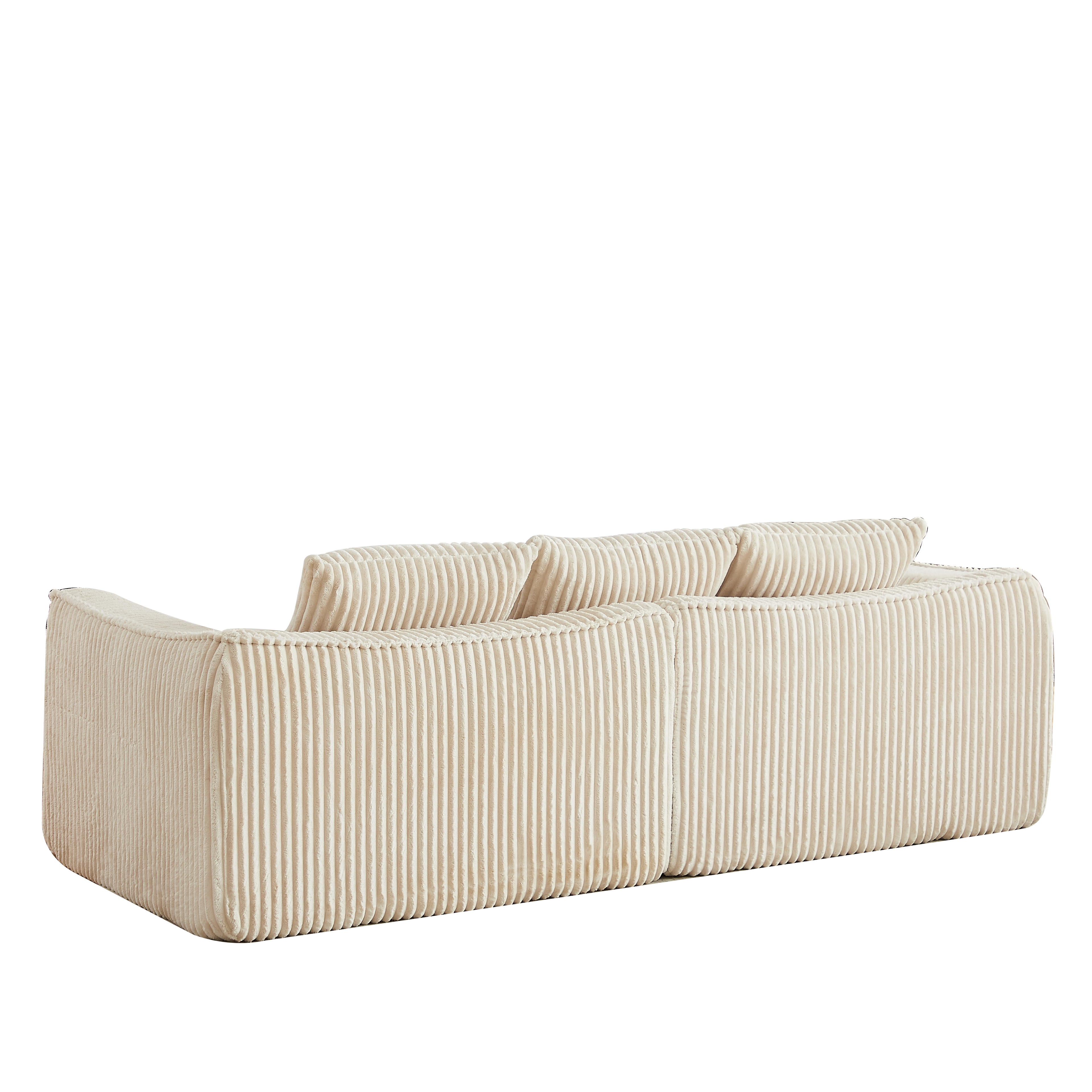 Minimalist 3-Seater Corduroy Sofa Featuring Curved Lines