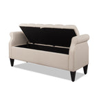 Jacqueline 57.5" Tufted Roll Arm Storage Bench, Sky Neutral