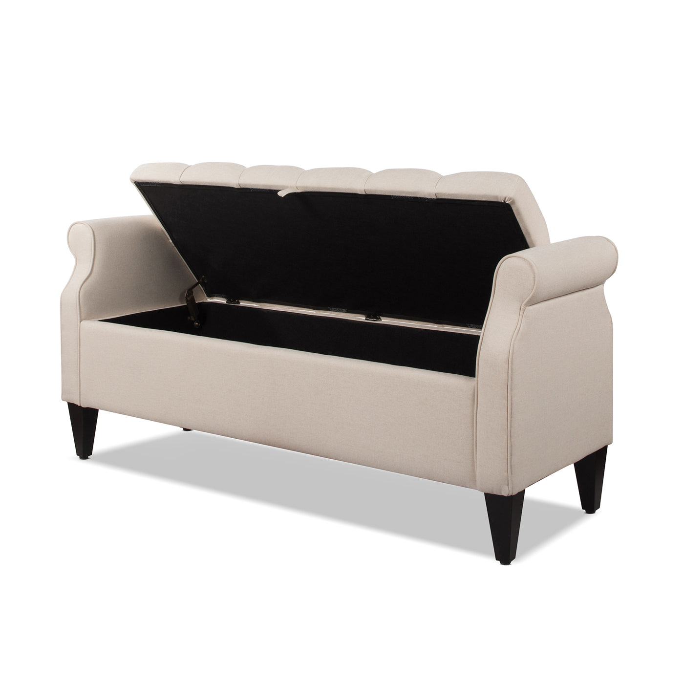 Jacqueline 57.5" Tufted Roll Arm Storage Bench, Sky Neutral