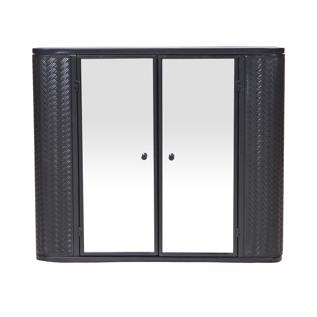Black Wall-Mounted Bathroom Cabinet with Mirror