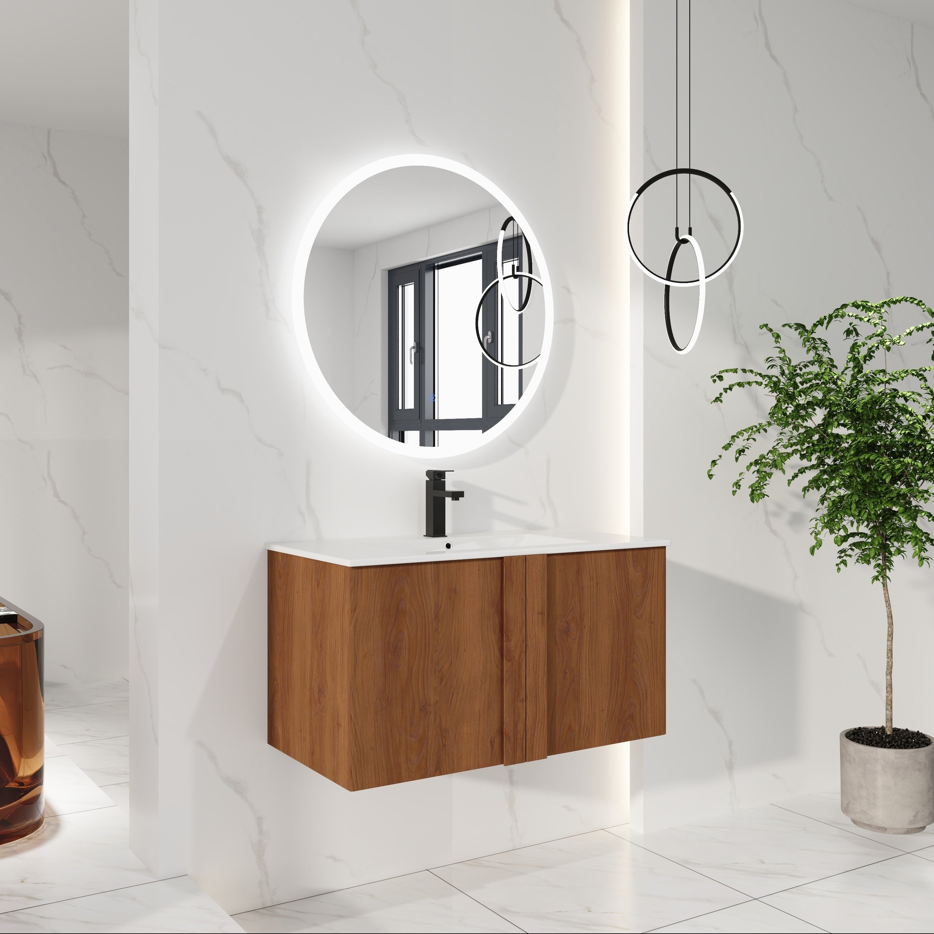 36" Wall-Mounted Bathroom Vanity with Sink Combo