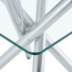 Modern Electroplated Metal Leg Bar Table with Tempered Glass Top