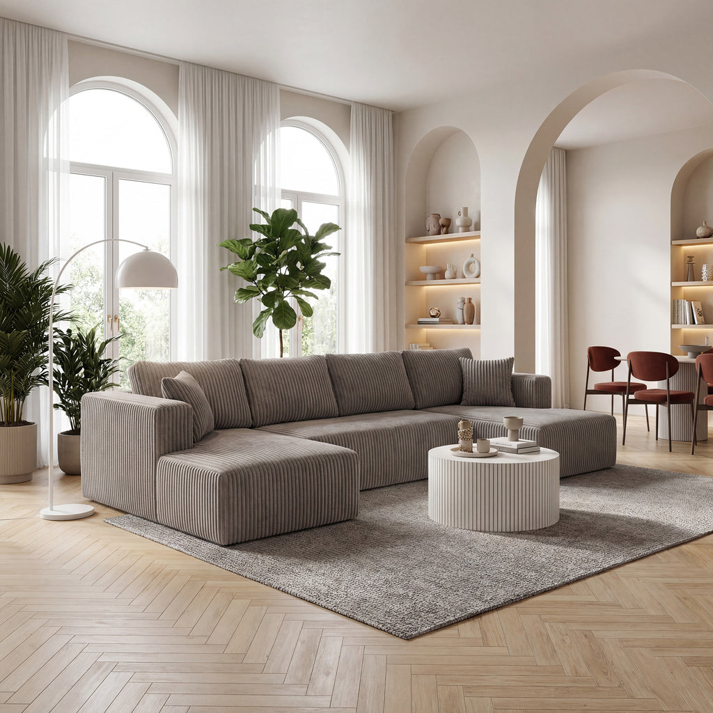 U Shape Modular Sectional Sofa - Khaki