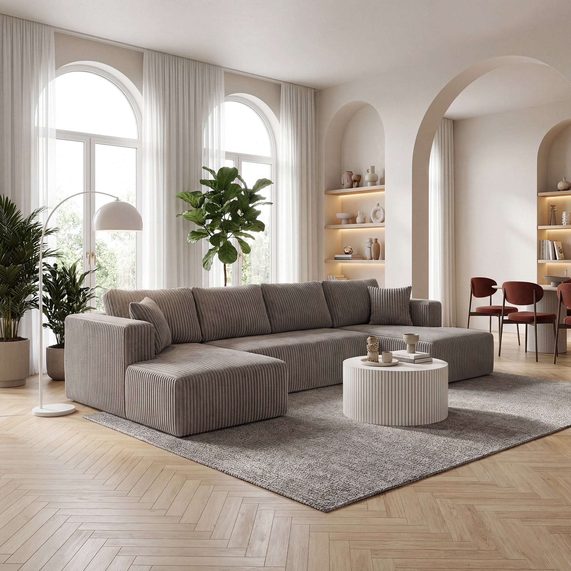 U Shape Modular Sectional Sofa - Khaki