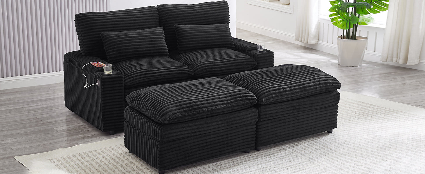 Loveseat Sofa 70.9" Free-Combined Sectional Convertible Sofa Bed