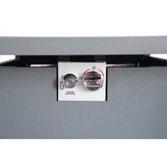 30" Powder-Coated Metal Fire Pit with Smoked Glass Surface