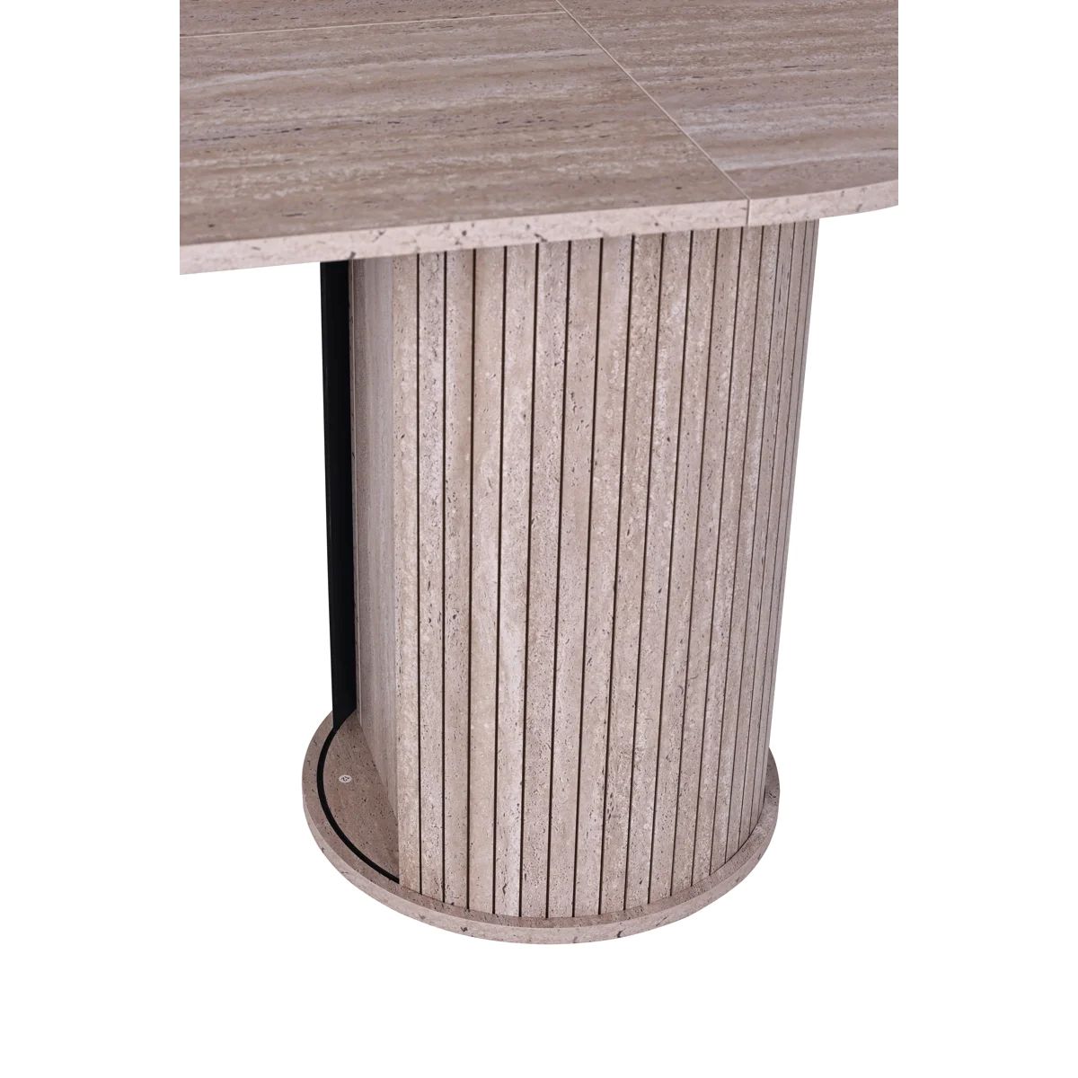 71" Oval Dining Table for 8, Modern Fluted Pedestal Dining Room Table with Sliding Door Storage Cabinet