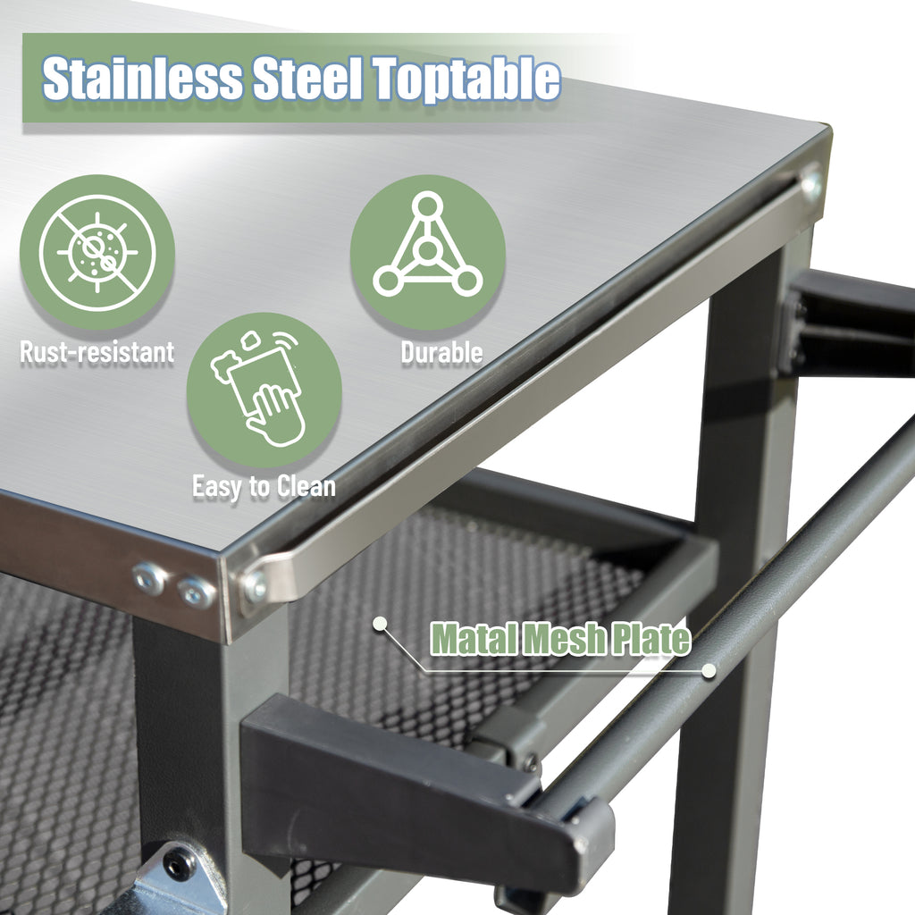 3-Shelf Outdoor Grill Table