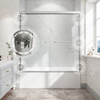 Brushed Nickel Reversible Installation Double Bypass Sliding Shower Door
