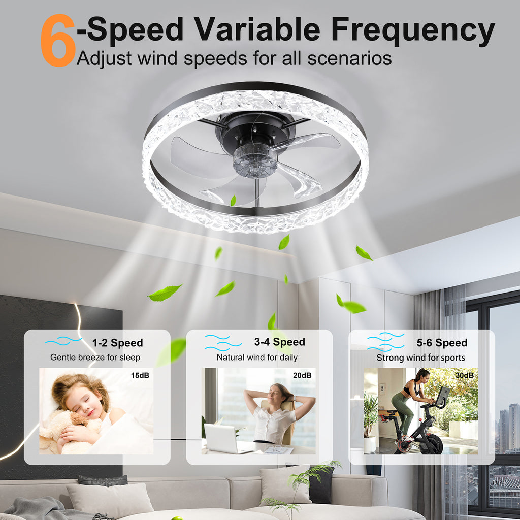 19.7" Ceiling Fan with Lights Remote and APP Control
