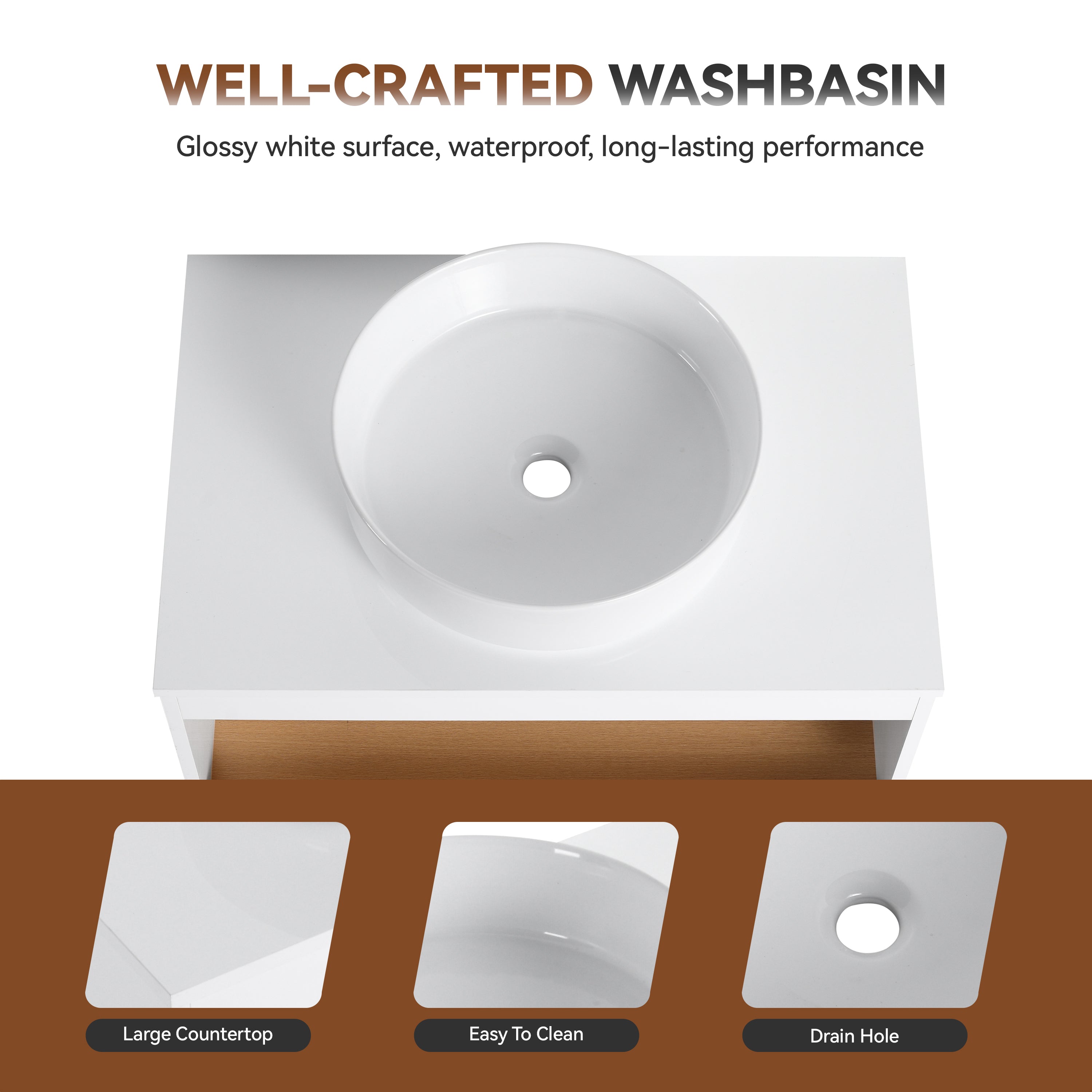 30" Floating Bathroom Vanity with Glossy Finish