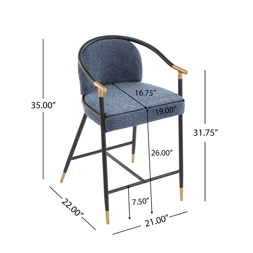 26" H Upholstered Counter Stool Set of 2 - Navy