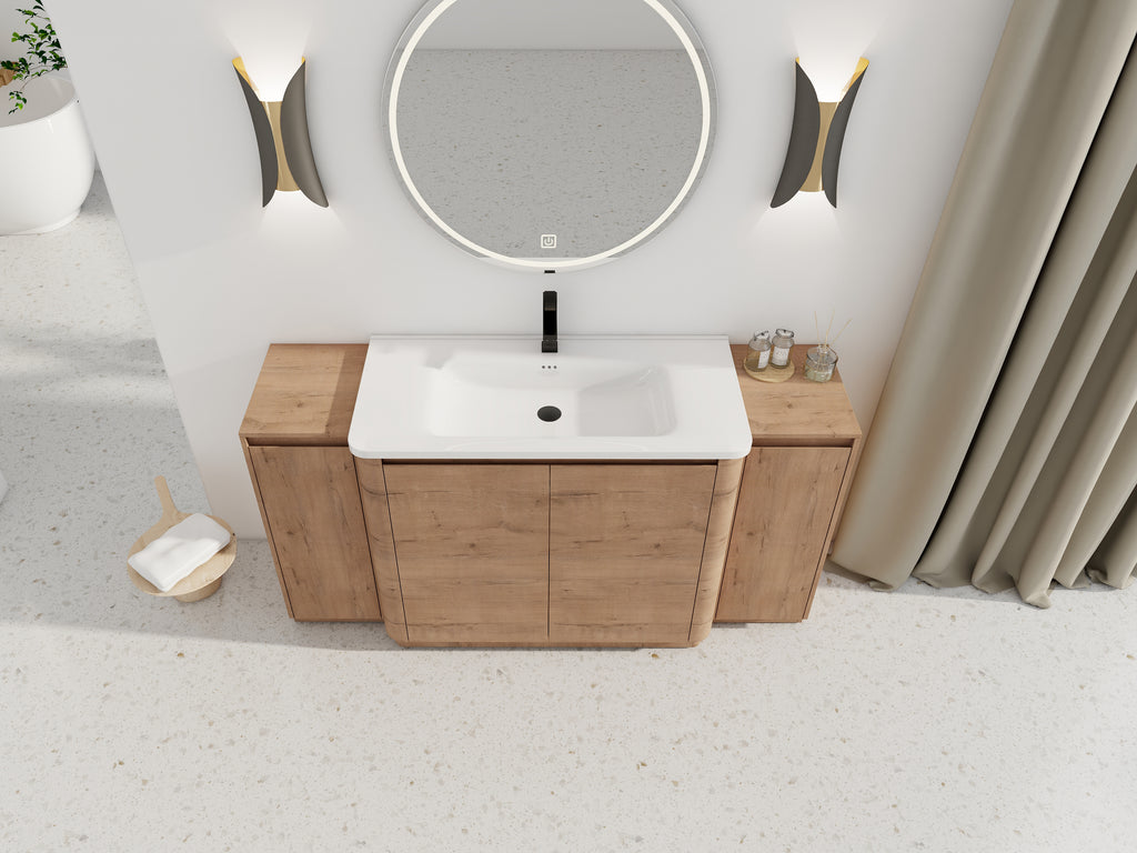 64'' Freestanding Bathroom Vanity with Ceramic Sink