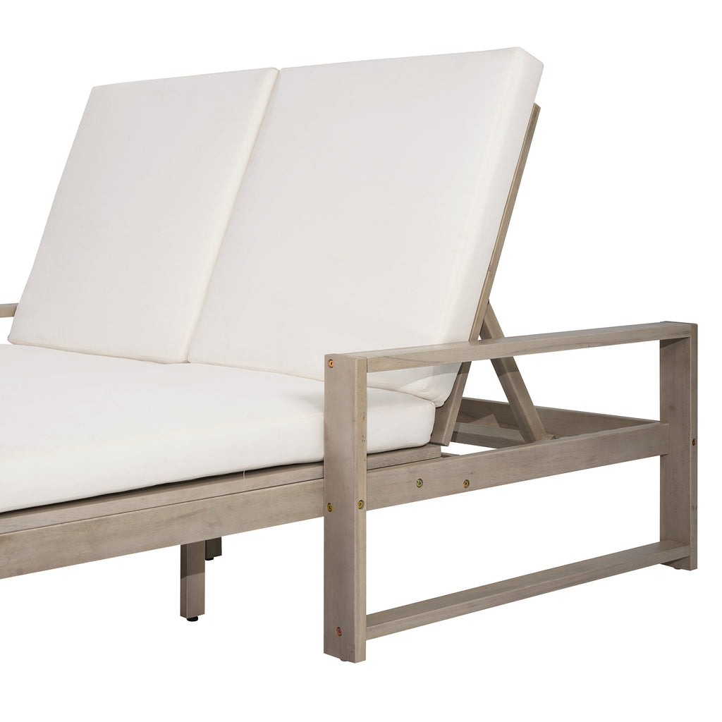 TREXM Outdoor Double Lounge Chair with Adjustable Backrest