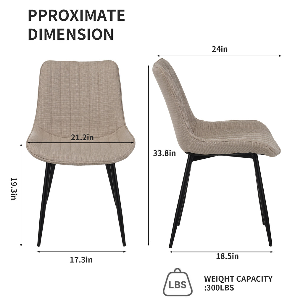 Beige Dining Chair Set - 4 Modern Kitchen Chairs