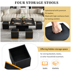 VIBE HAUS Lift-Top Coffee Table with Storage Stools