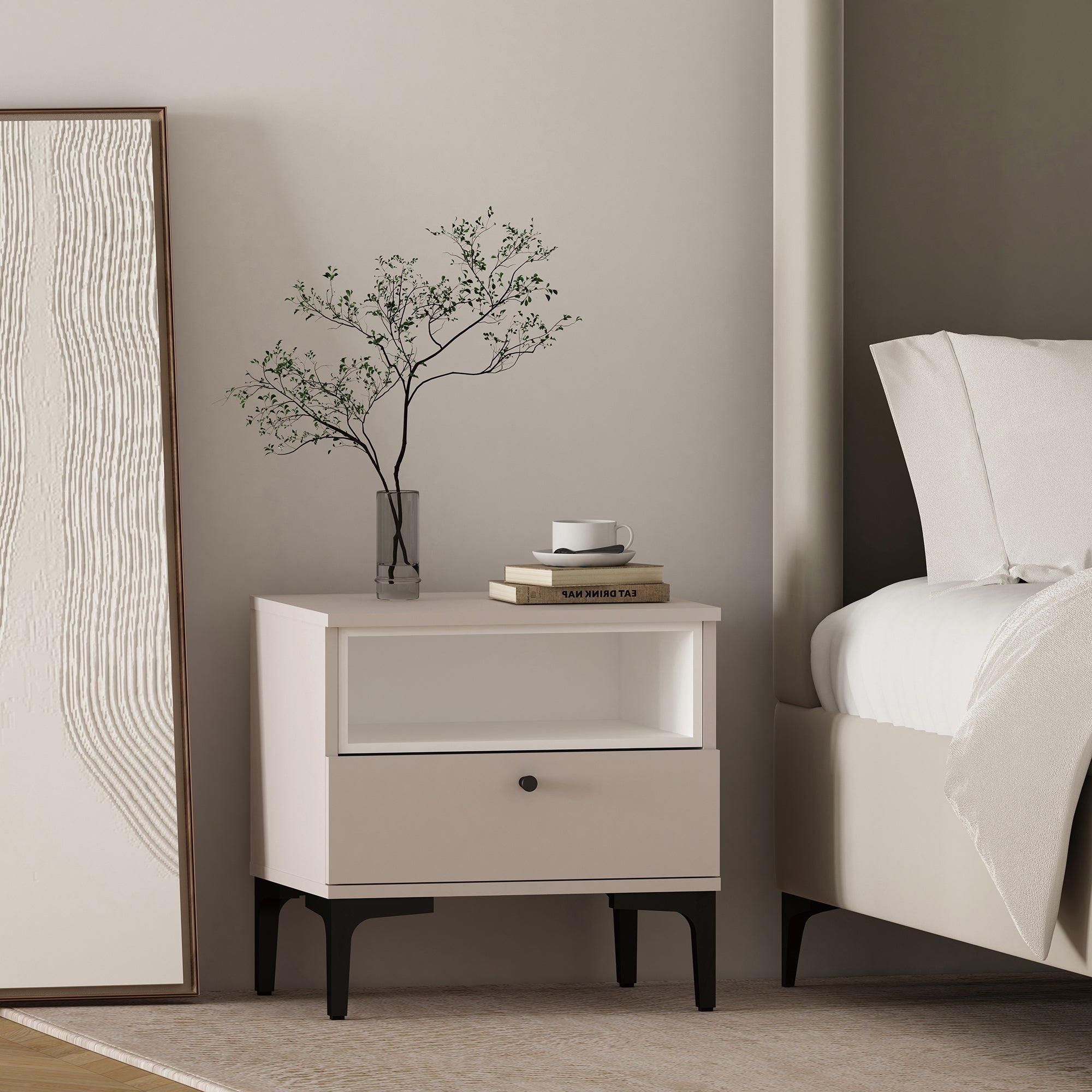 Amara 20" Nightstand in Pale Rose