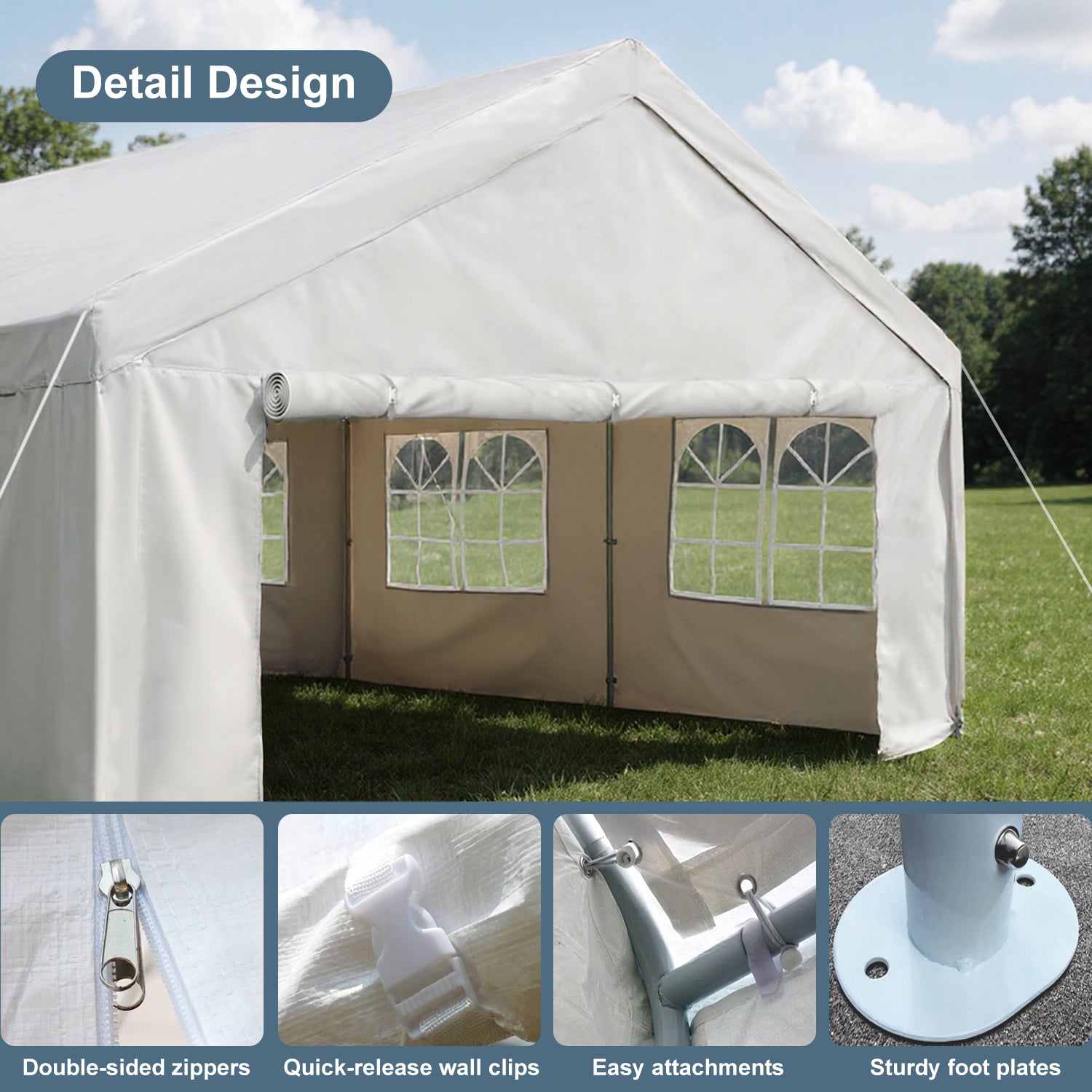13'x26' Carport Car Canopy Party Tent Outdoor Gazebo