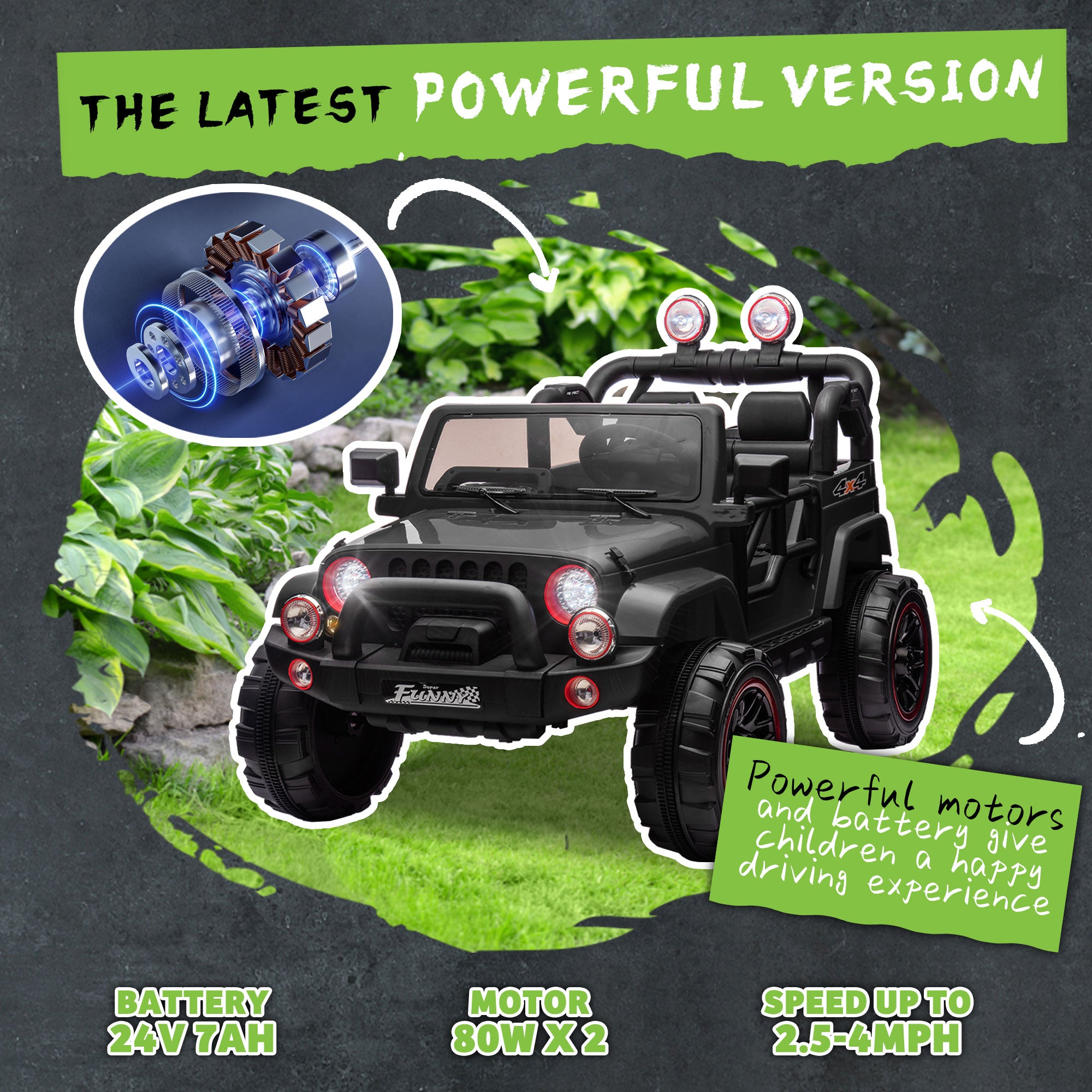 24V Kids Ride On Electric Car with Parental Control