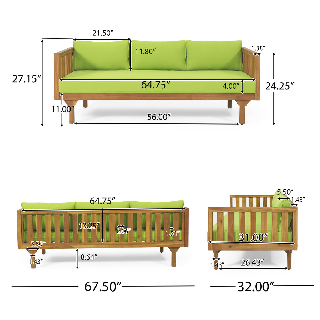 Claremont 3 Seater Daybed + Acacia Wood Table Set