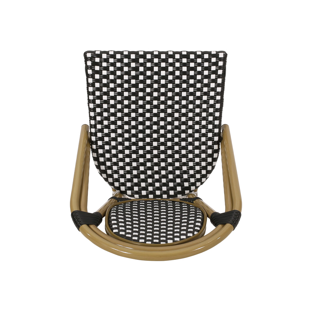 Outdoor PE Rattan and Aluminum French Bistro Chair Set of 2