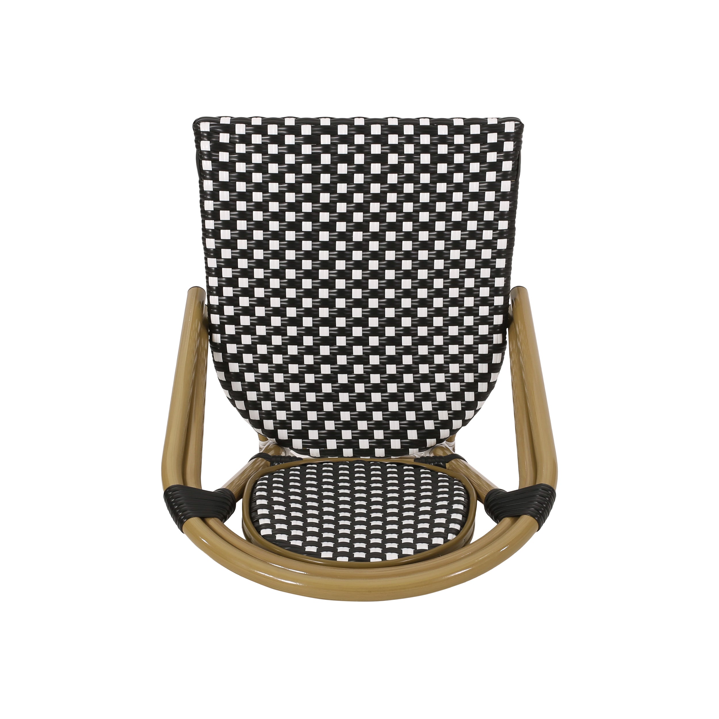 Outdoor PE Rattan and Aluminum French Bistro Chair Set of 2