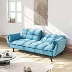 74" Blue Sofa With Soft Armrests