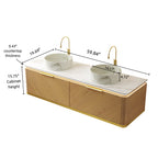 DIPA 60" Bathroom Vanity & Sinks, Floating Plywood Storage Cabinet