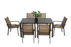 7 Pieces Patio Dining Set with Rectangular Table and 6 Stackable Chairs