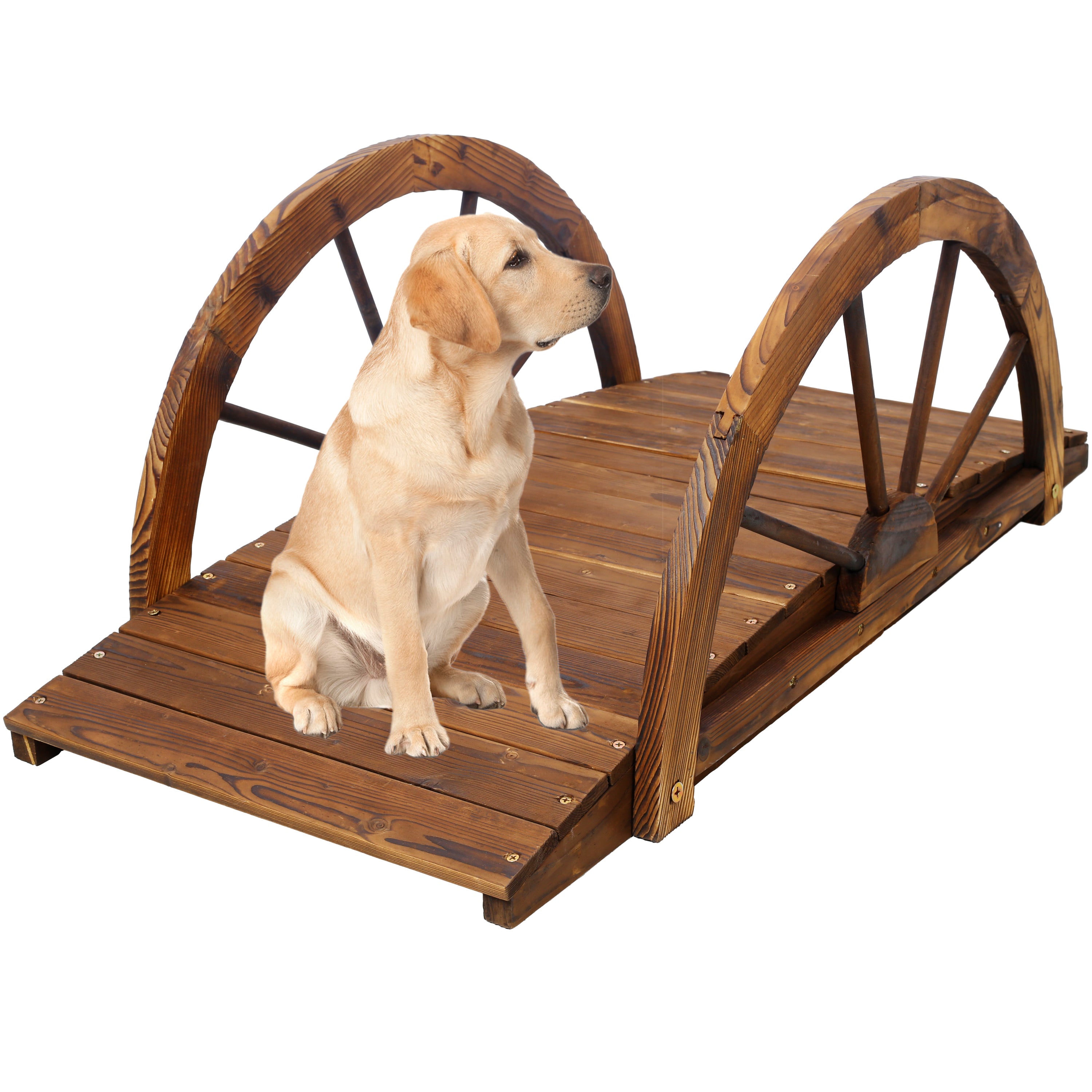 3.3ft Wooden Garden Bridge Arc Footbridge