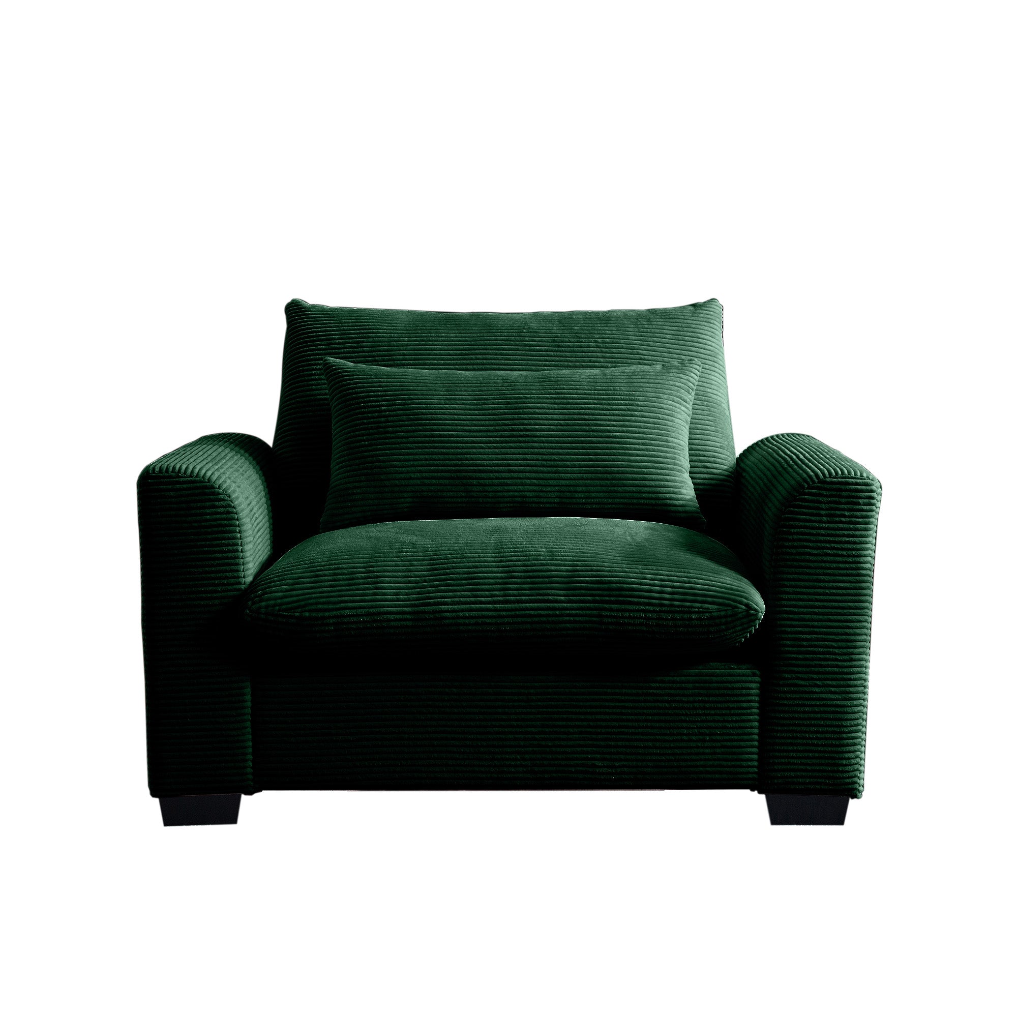Green Corduroy Deep Seat Single Sofa Accent Chair