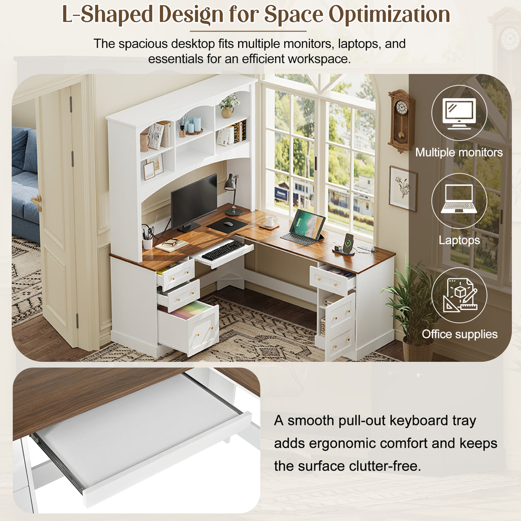 Space-Saving L-Shaped Computer Desk