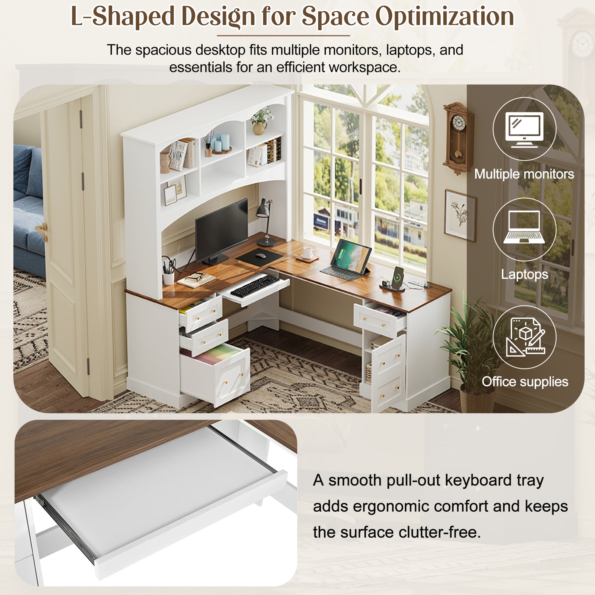 Space-Saving L-Shaped Computer Desk