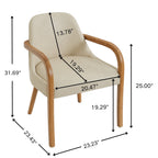 5 Piece Indoor Dining Set, 68.75" Dining Table & 4 Khaki PU Dining Chairs