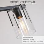 3-Light Matte Black Linear Pendant Light