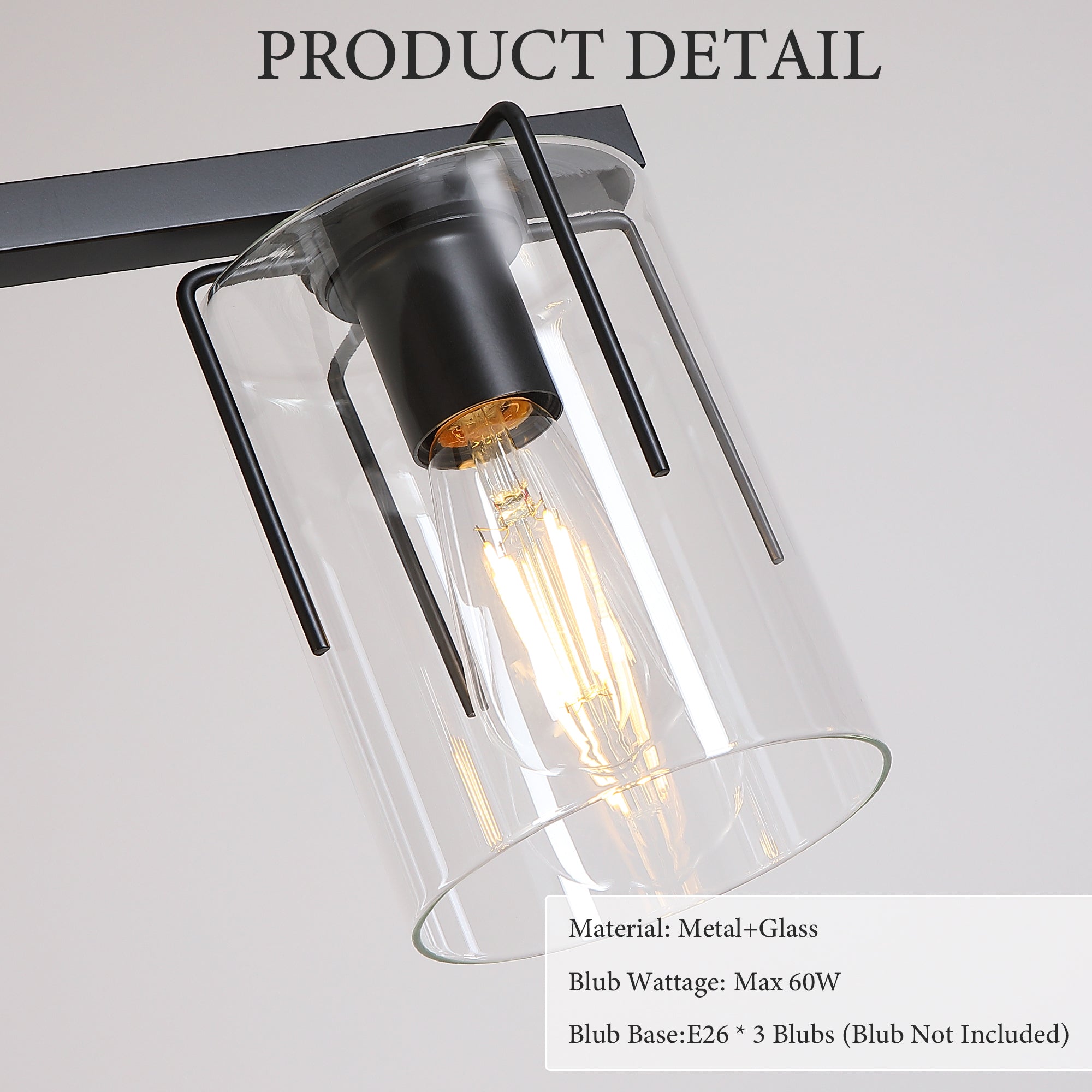 3-Light Matte Black Linear Pendant Light