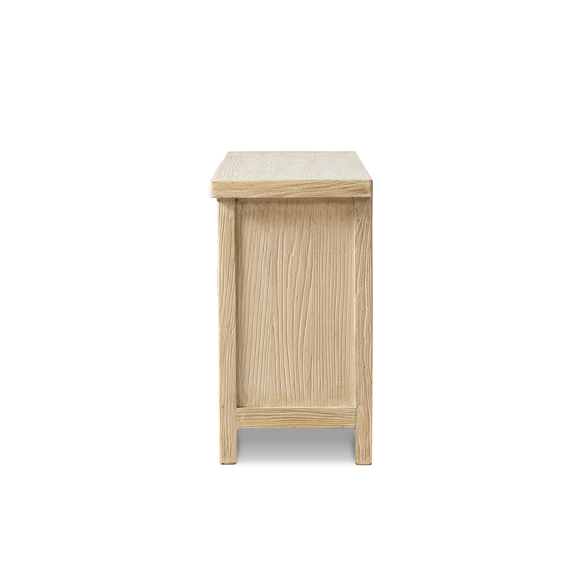 Rowan 63-Inch Elm Wood 4-Door Cabinet, Light Natural Brown