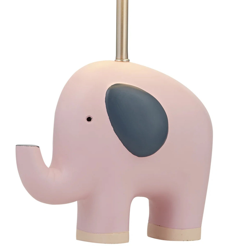 Pink Elephant Table Lamp, 16.5 Inches, Resin Base with Linen Shade