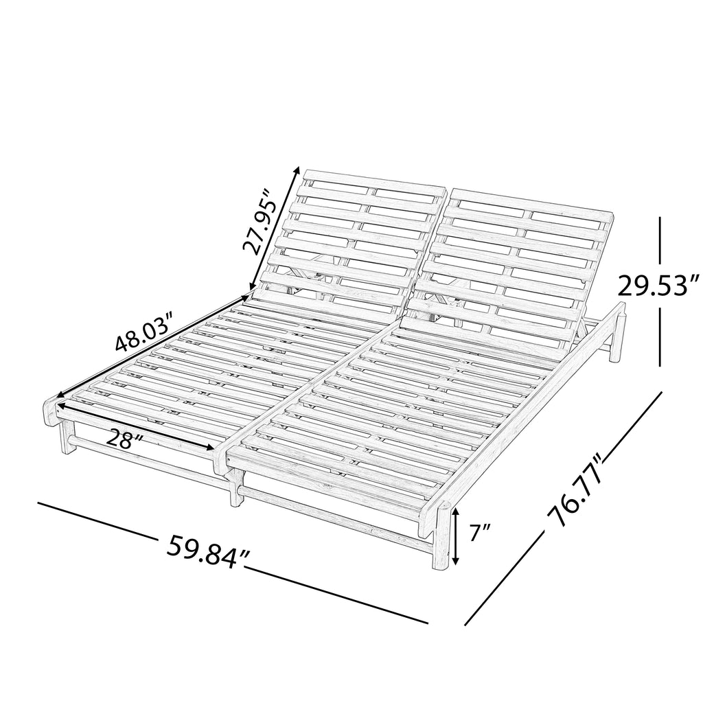 Light Teak Acacia Wood Double Chaise Lounger Set