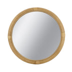 31.9" Woven Rattan Decorative Round Mirror with Wrapped Accents