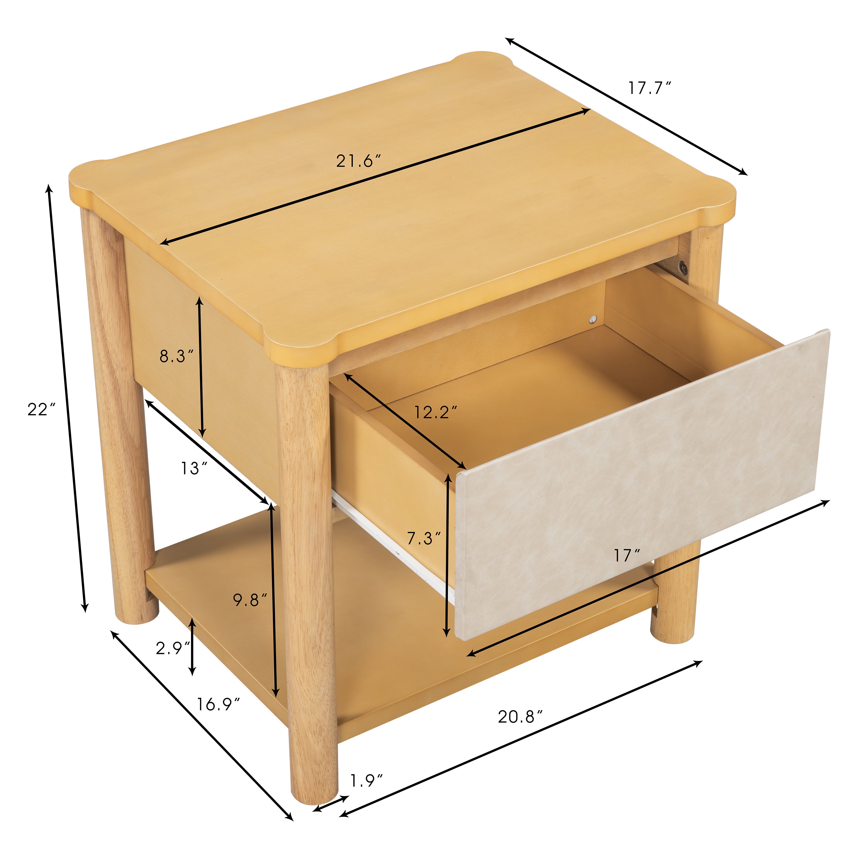 Wood Nightstand Set - Modern Nightstands with Drawer