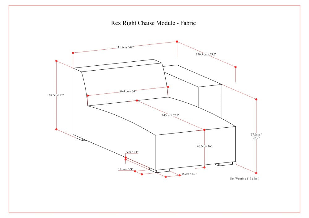 Rex Right Chaise Sofa Module