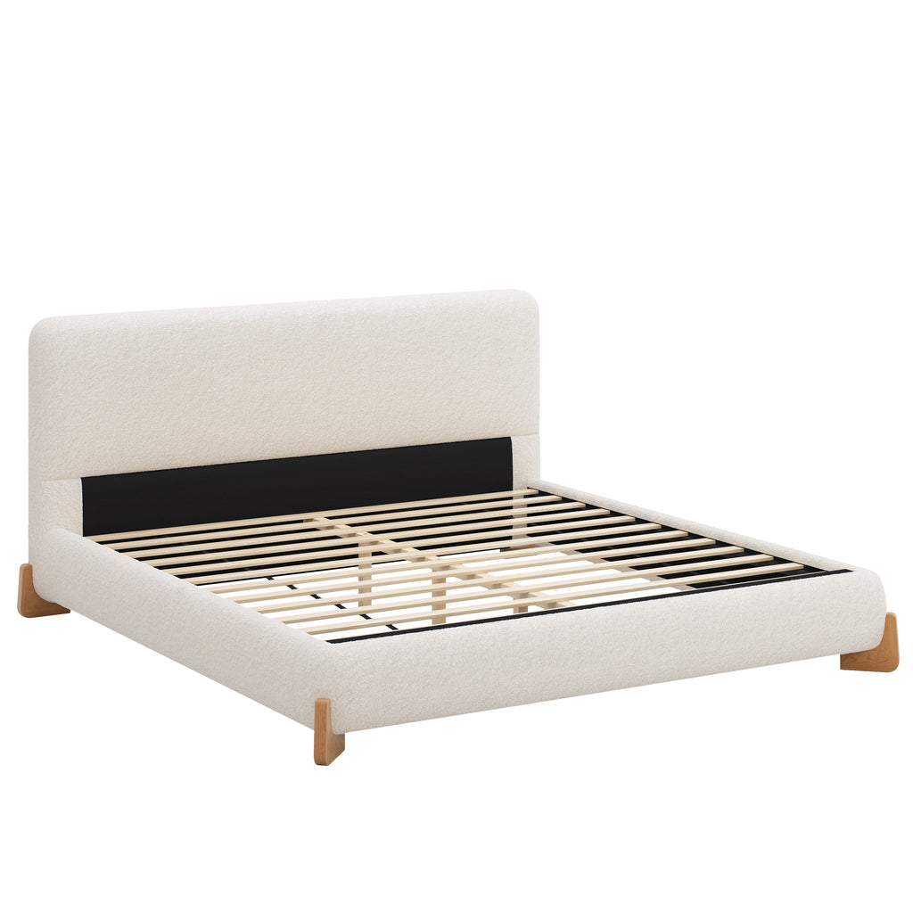 Elegant Boucle Upholstered Bed