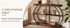 41.3" Industrial Console Table, 3-Tier Entryway Table with Arched Metal Frame
