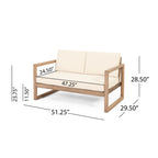 Outdoor Acacia Wood Loveseat and Coffee Table Set